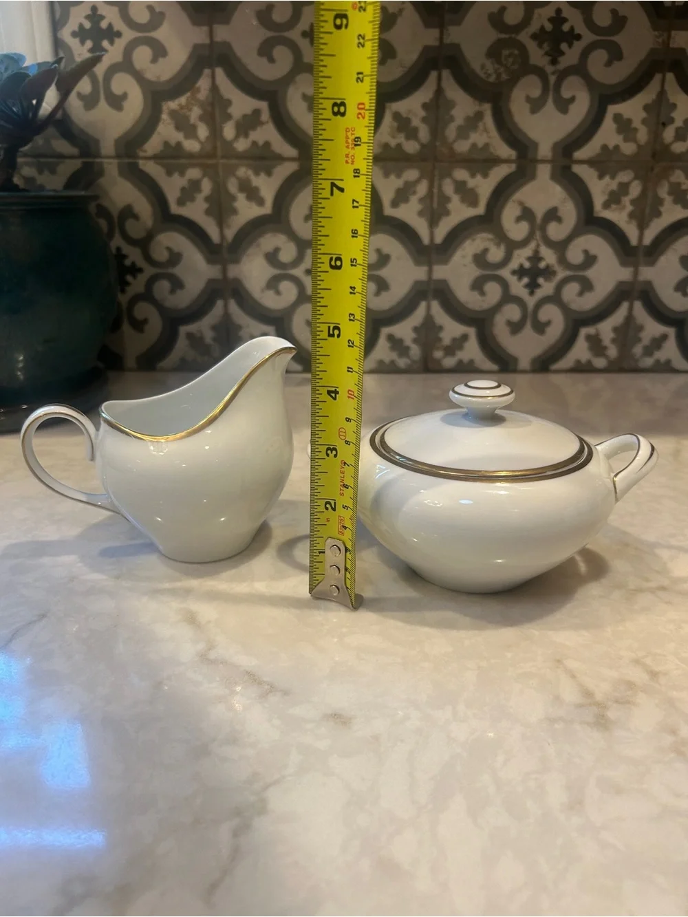 Vintage 1940s Cream and Sugar Set Moderne by Harmony House Made in Japan - EUC
